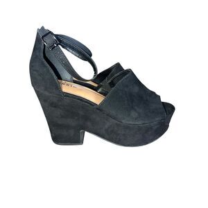 Torrid 9.5 suede black platform block heels ankle strap